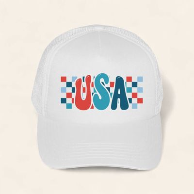 Checkerd USA Trucker Hat
