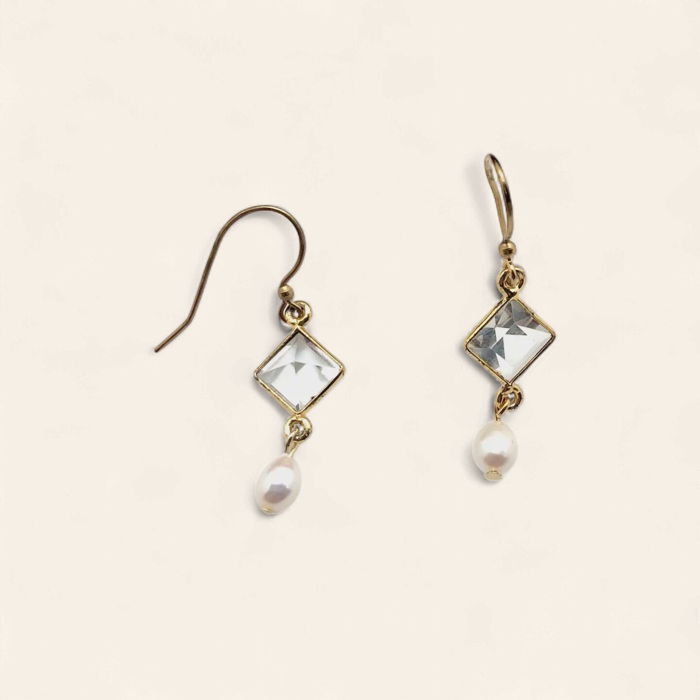 Glass &amp; Pearl Drop Earrings