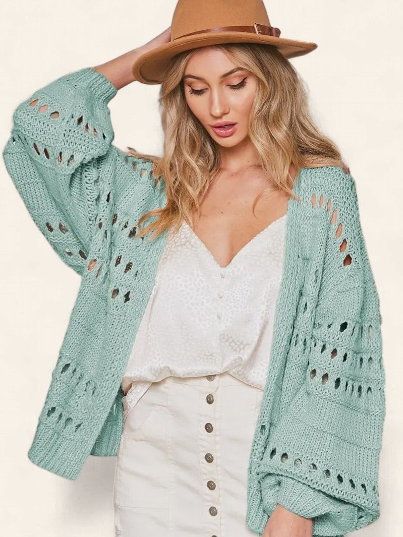 Balloon Sleeve Cardigan - AQUA