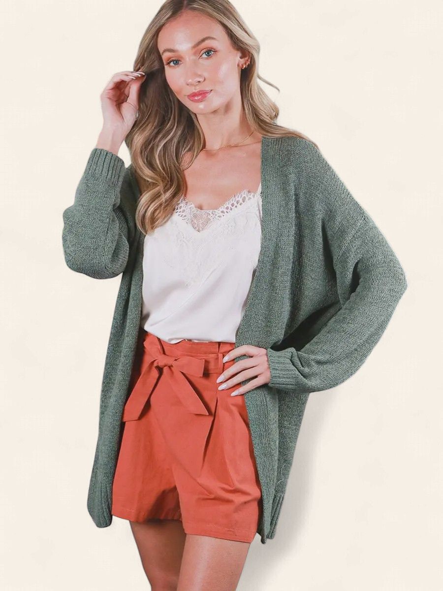 Knit Detail Cadigan - OLIVE