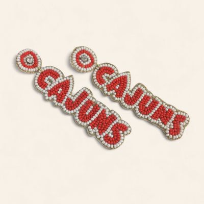 Beaded Red &amp; White Cajun Earrings