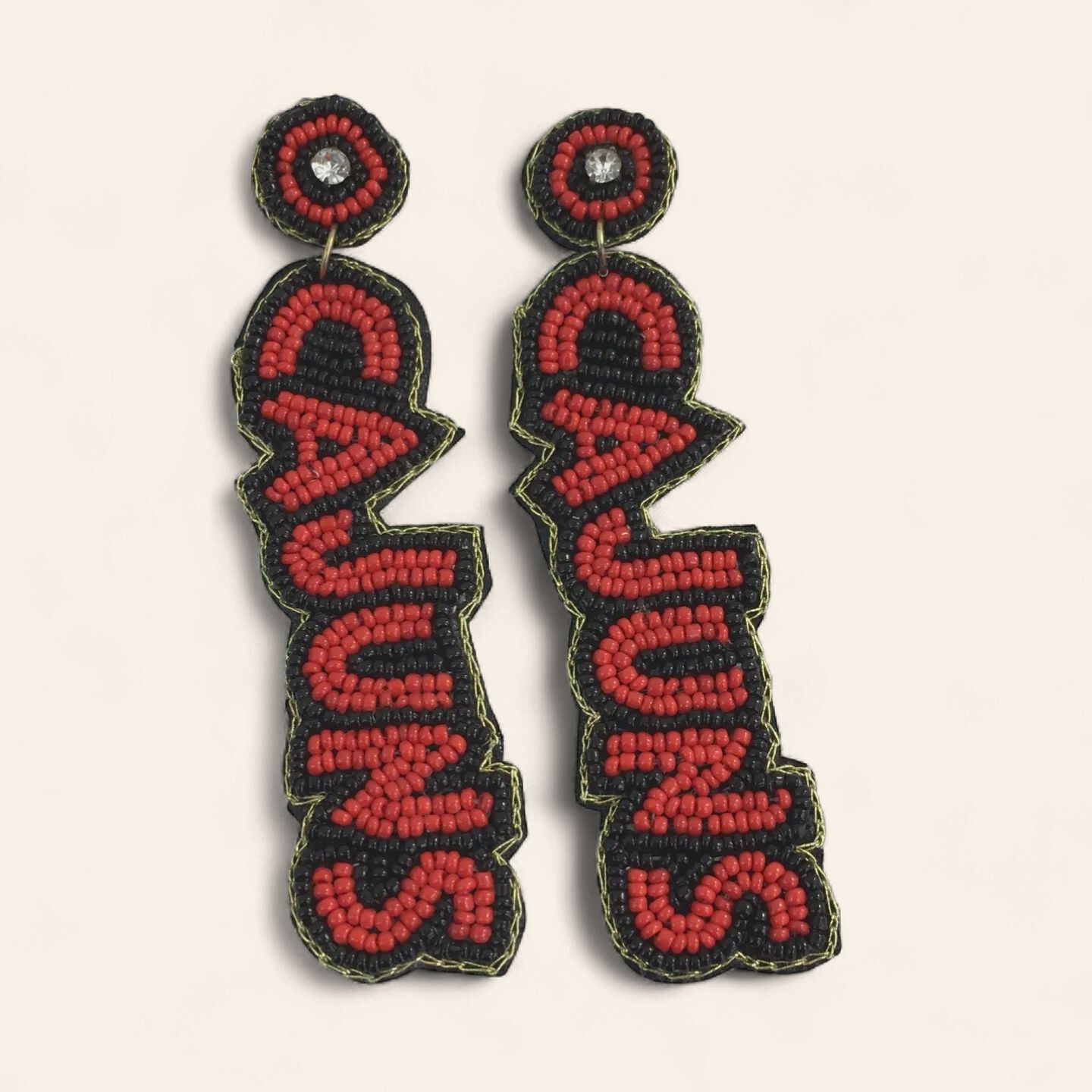 Beaded Black &amp; White Cajun Earrings