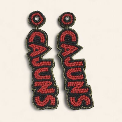 Beaded Black &amp; White Cajun Earrings