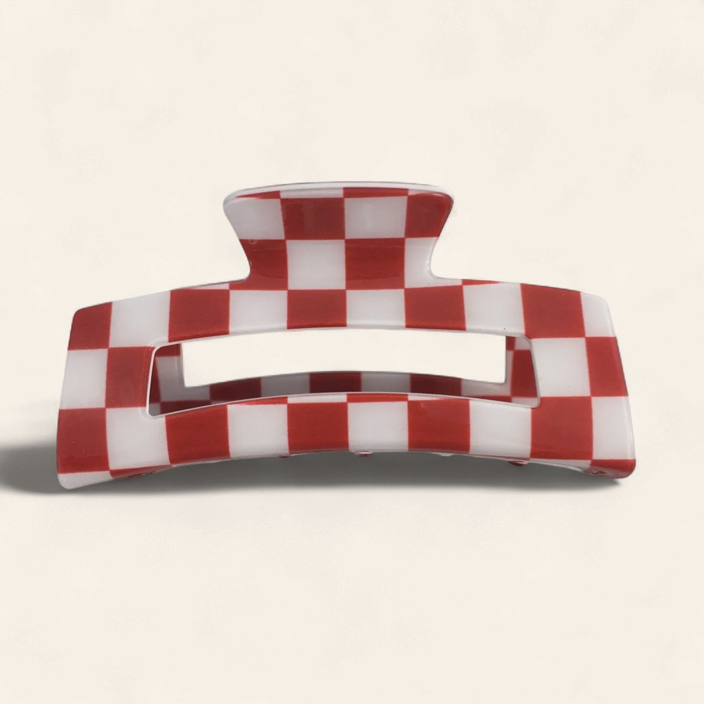 Red &amp; White Checkered Claw Clip