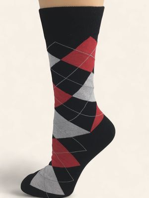 Red &amp; Black Argyle Socks