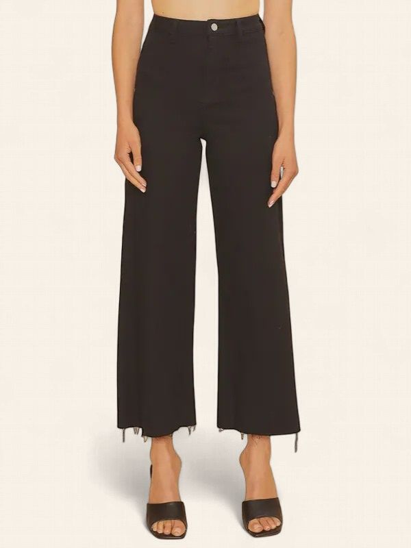 Stretch High Rise Cropped Jean - BLACK