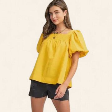 Annabelle Smocked Blouse - MUSTARD