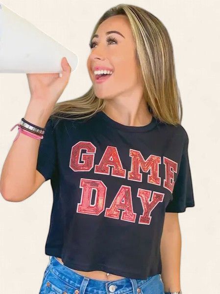 Game Day Sequin Crop Top