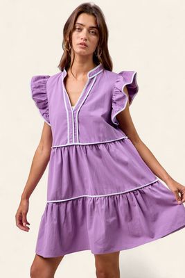 Gameday Contrast Binding Dress - PURPLE
