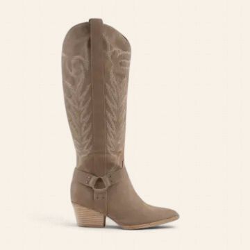 Faye Knee High Cowboy Boot - DARK TAUPE