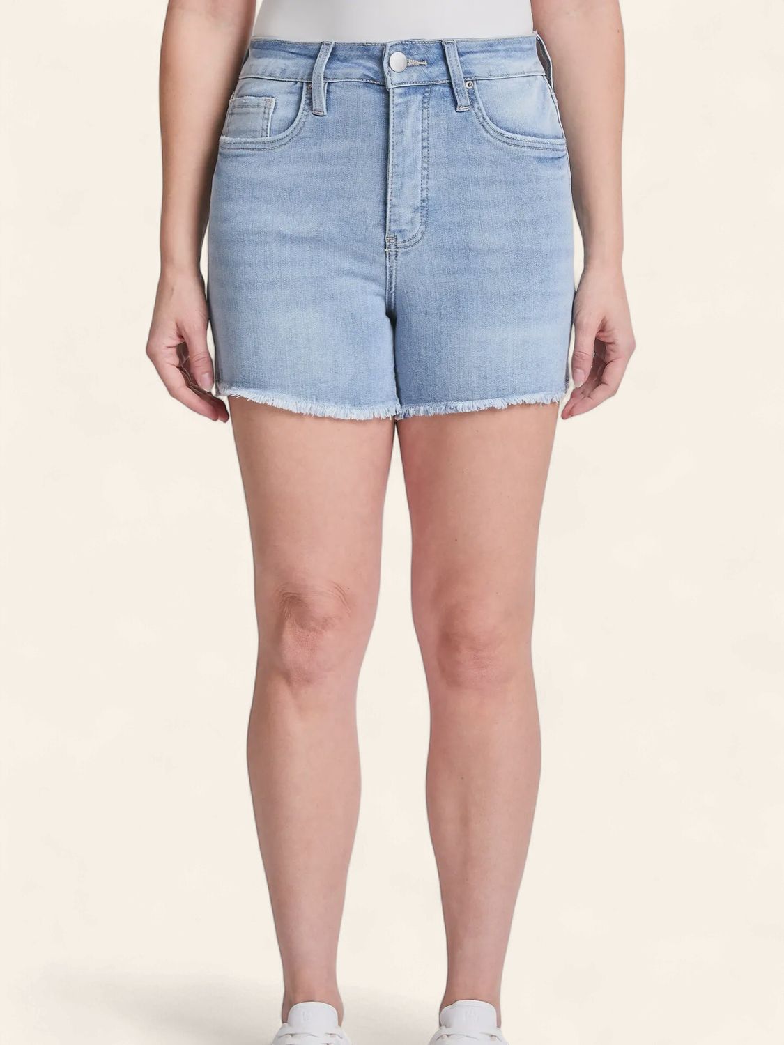 Plus High Rise Side Slit Shorts - LIGHT WASH