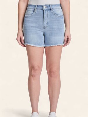 Plus High Rise Side Slit Shorts - LIGHT WASH