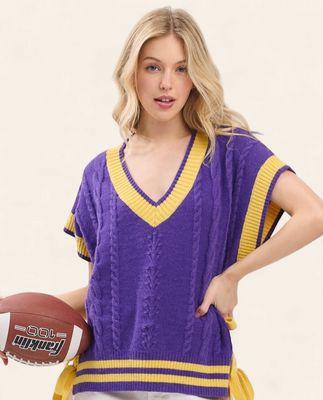 Game Day Varsity Sweater - PURPLE