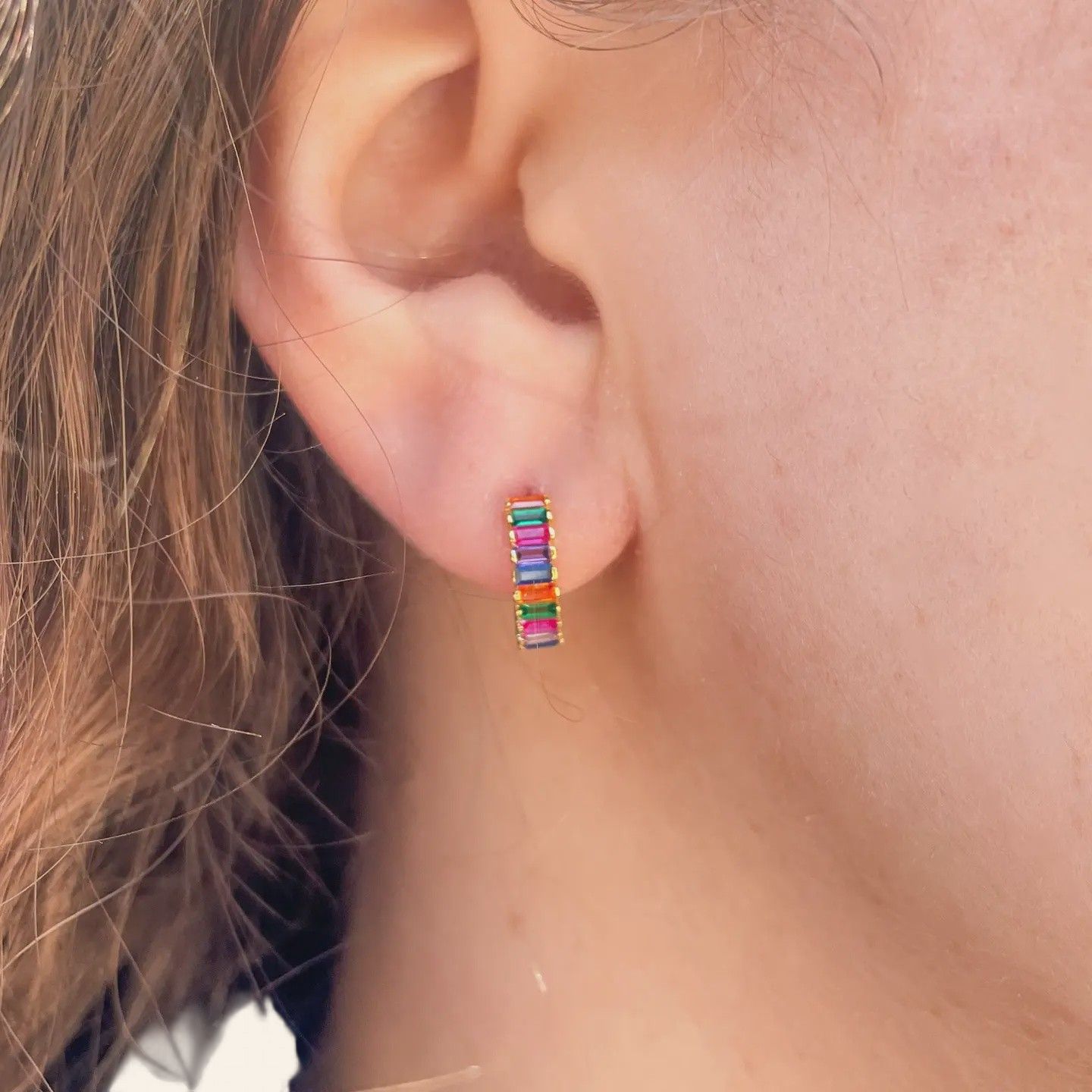 Rainbow Road Huggie Earrings