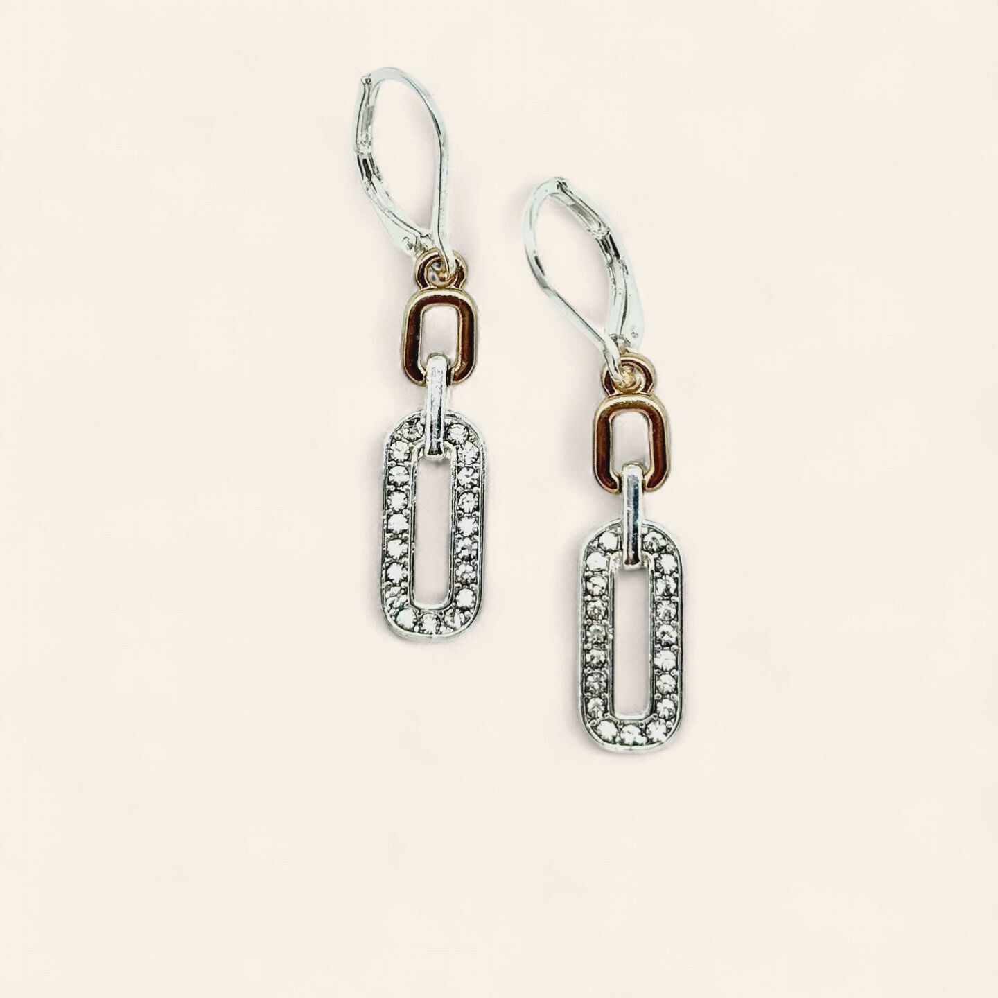 Rectangle Drop  Multi Metal Earrings