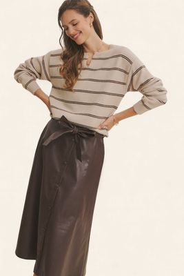 Molly Striped Sweater - NATURAL/MOCHA