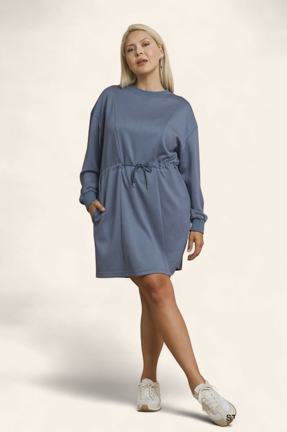 Plus Buttery Soft Mini Dress - STEEL BLUE
