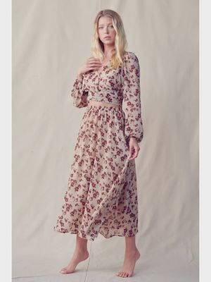 Reese Wrap Tie Back Top &amp; Skirt Set - BRICK