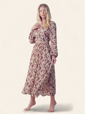 Reese Wrap Tie Back Top &amp; Skirt Set - BRICK