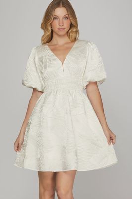 Rebecca Crinkle Woven Dress - OFF WHITE