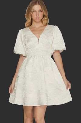 Rebecca Crinkle Woven Dress - OFF WHITE