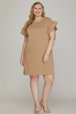 Plus Lanie Quilted Knit Dress - TAUPE