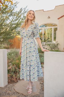 Wrenlee Bow Dress - BLUE