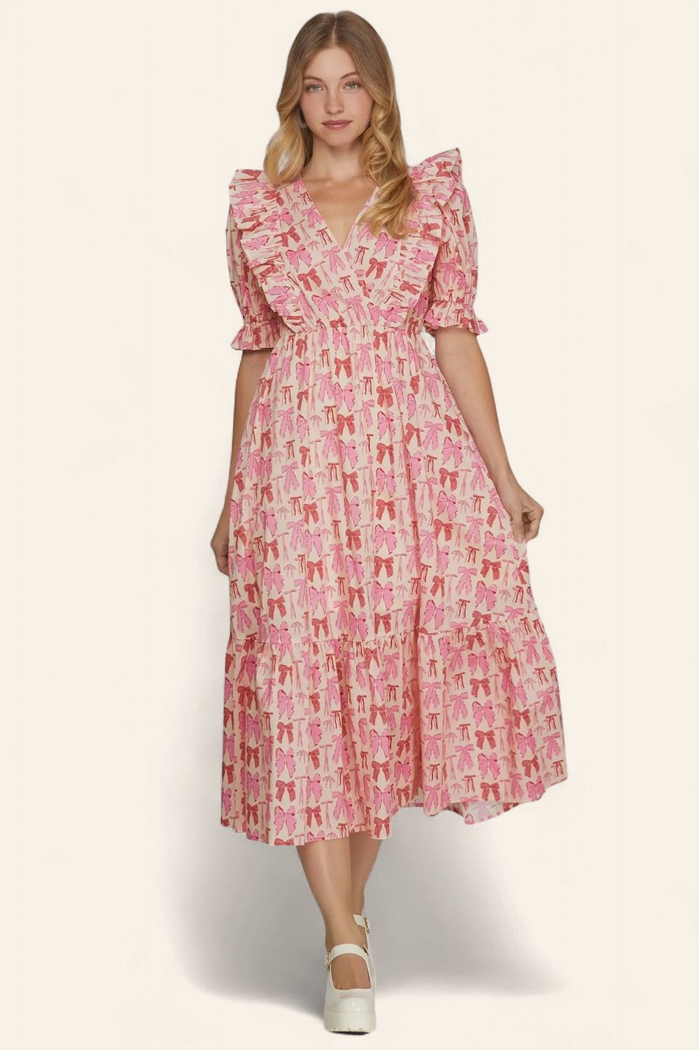 Wrenlee Bow Dress - PINK