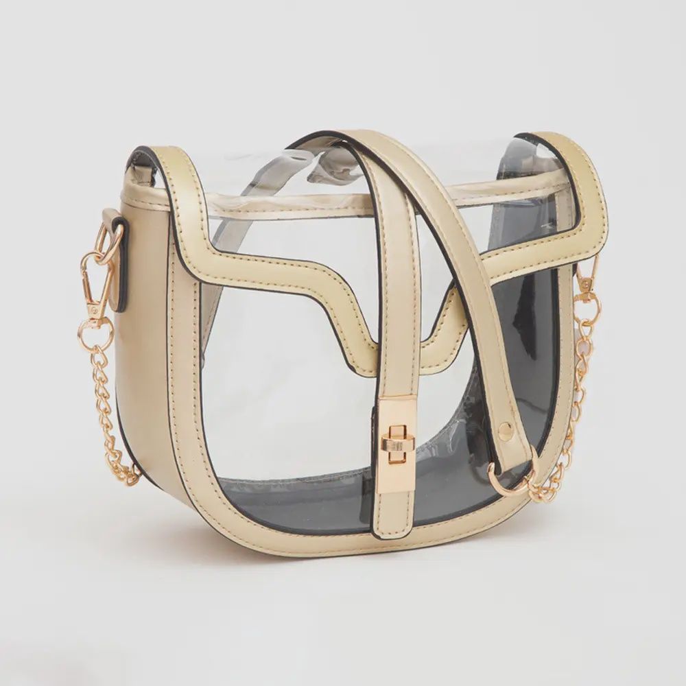 Clear Transparent Saddle Bag - GOLD