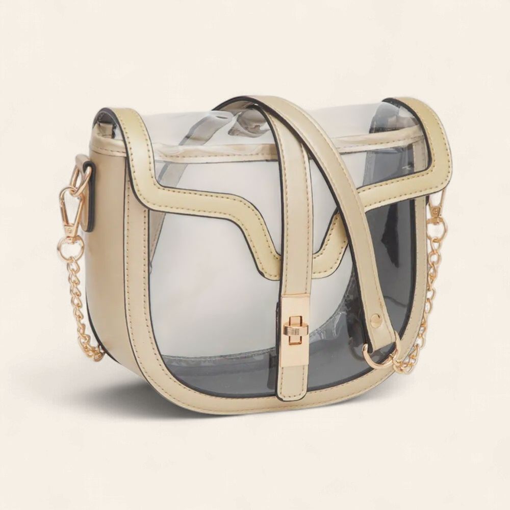 Clear Transparent Saddle Bag - GOLD
