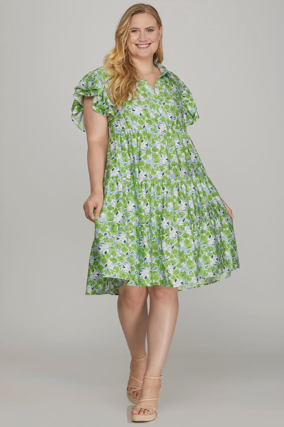 Plus Patty Floral Dress - GREEN