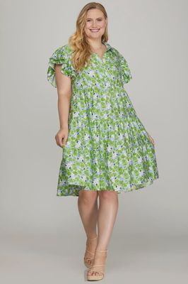 Plus Patty Floral Dress - GREEN