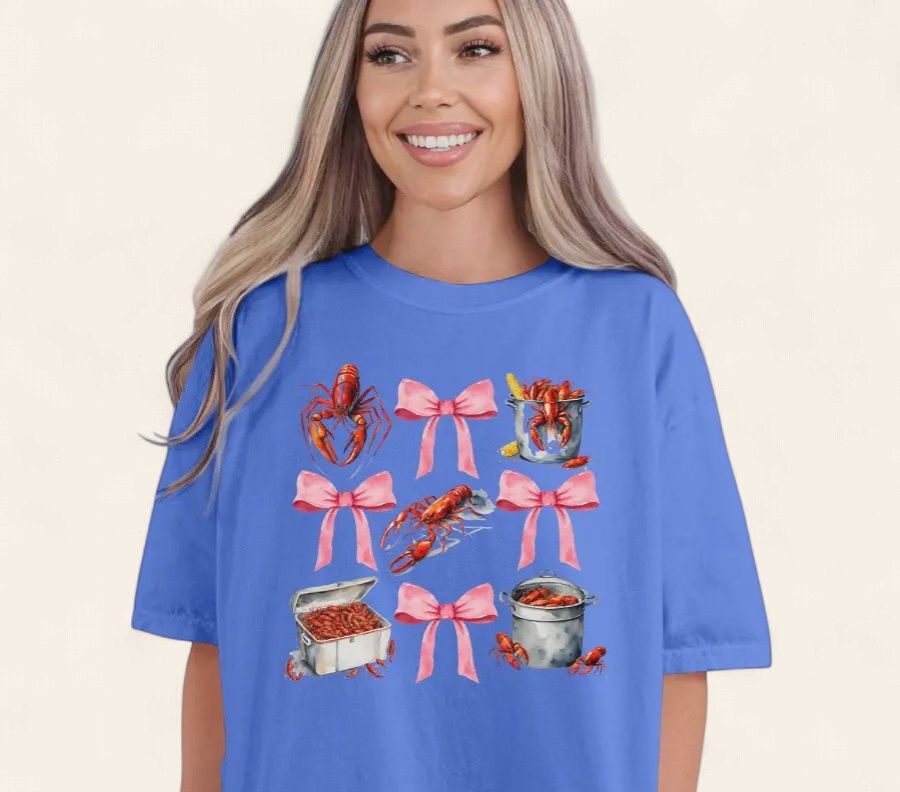 Crawfish Coquette Tee - BLUE