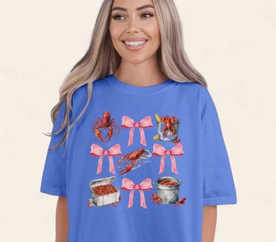 Crawfish Coquette Tee - BLUE