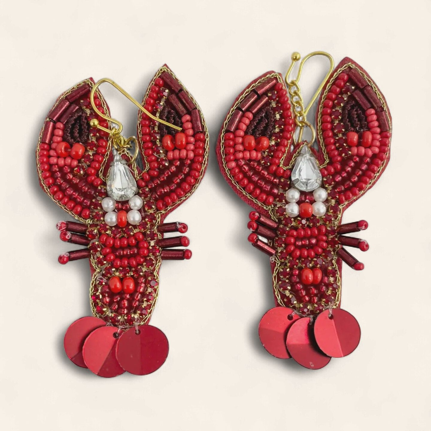 Bead &amp; Stone Crawfish Earrings