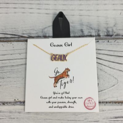 Purple &amp; Gold GEAUX Necklace