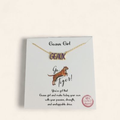 Purple &amp; Gold GEAUX Necklace