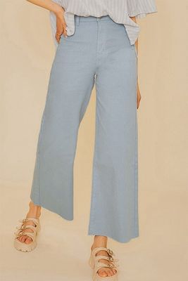 Stretch High Rise Crop Pant - BLUE MIST