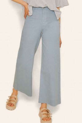 Stretch High Rise Crop Pant - BLUE MIST