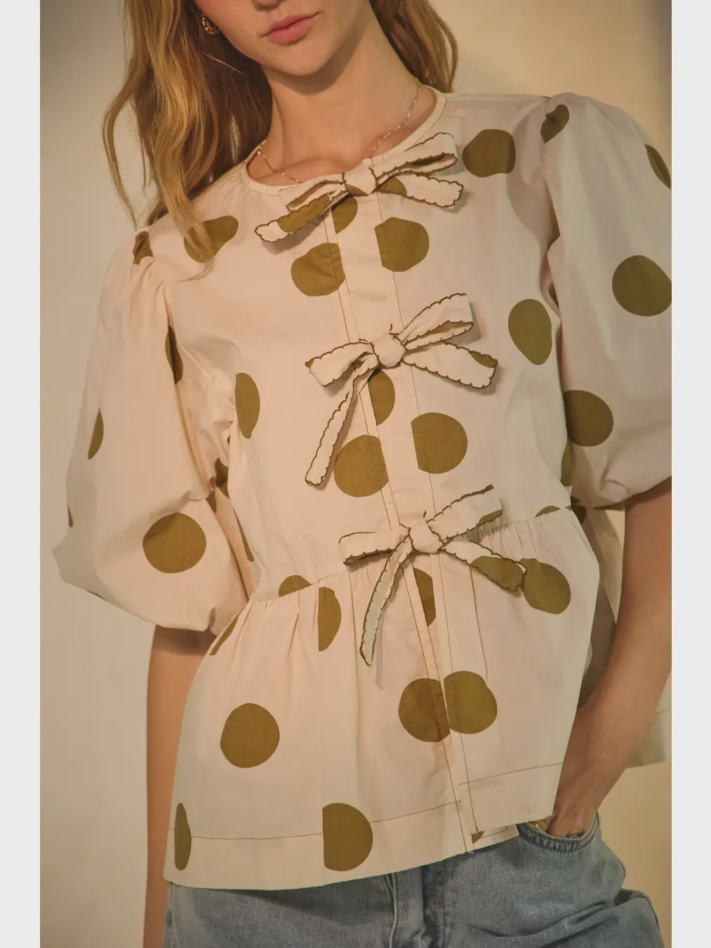 Plus Mocha Dot Top - BROWN