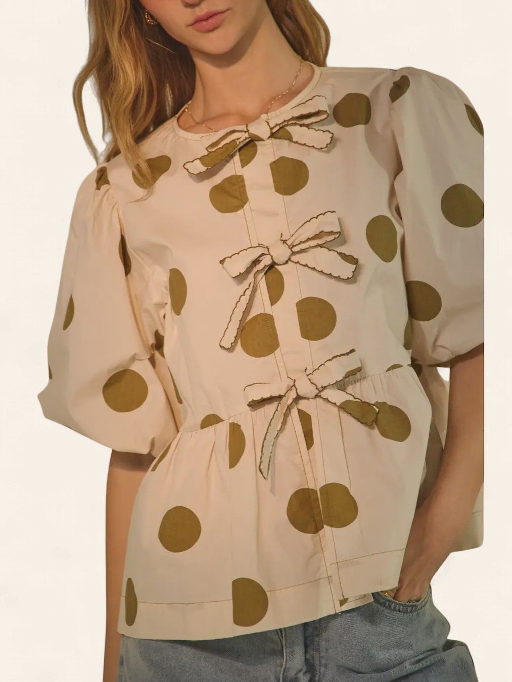 Plus Mocha Dot Top - BROWN