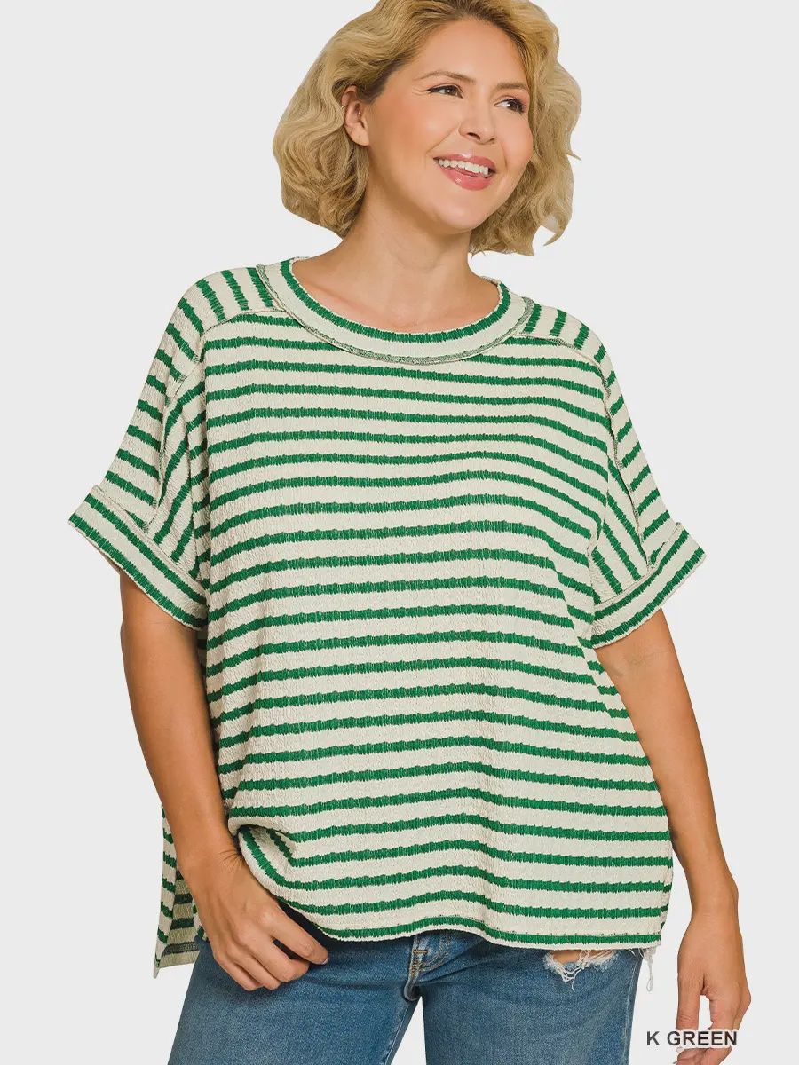 Plus Lucky Stripe Tee - GREEN