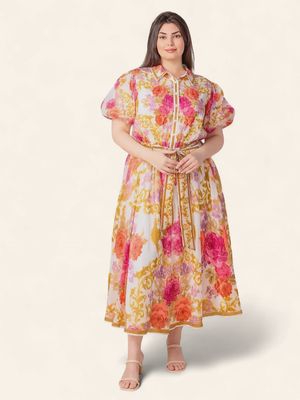 Plus Nora Midi Dress - IVORY FLORAL