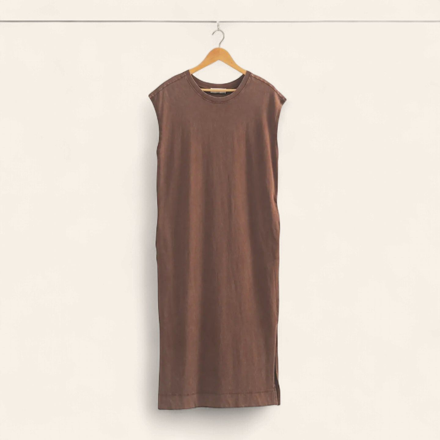Ivy Mineral wash Midi Dress - CHOCOLATE