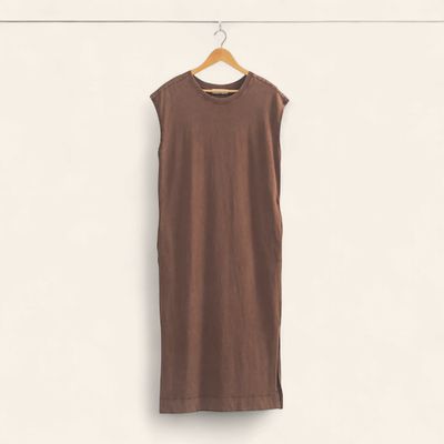 Ivy Mineral wash Midi Dress - CHOCOLATE