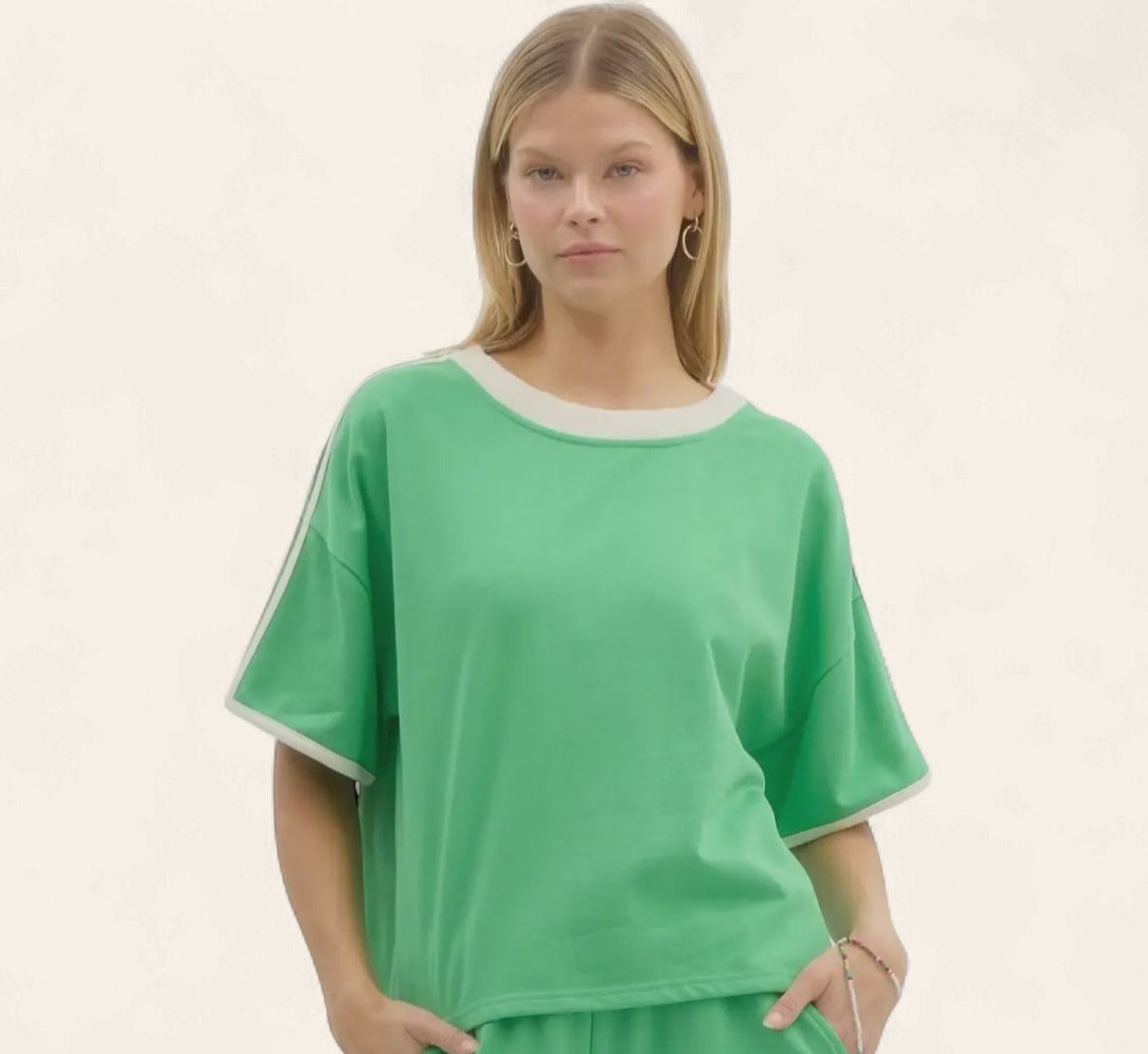 Amanda  French Terry  Top - GREEN