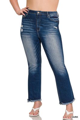 Plus Zenana Straight Cropped Jeans - DARK