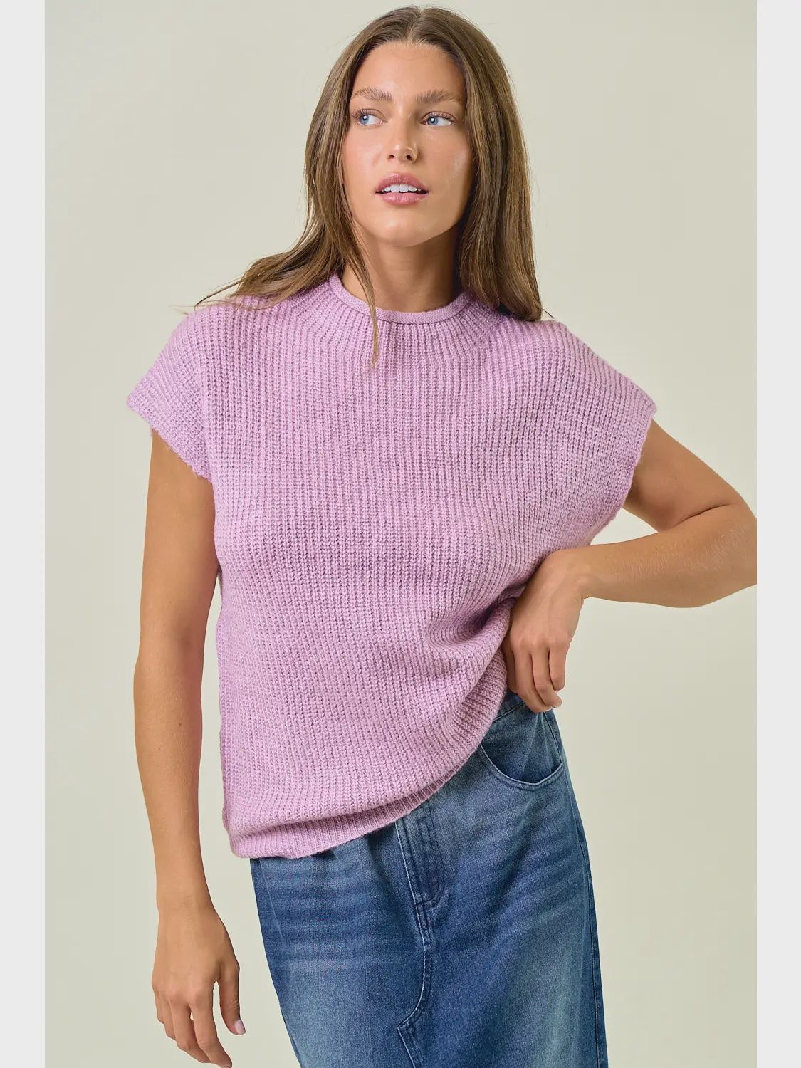 Bella Mock Neck Sweater - LILAC