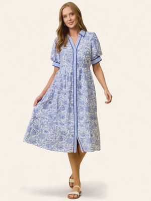 Mona Floral Midi Dress - PERRIBLUE