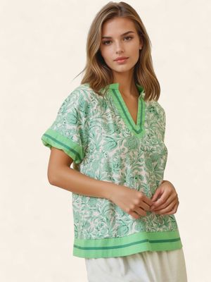 Danni Floral Top - GREEN